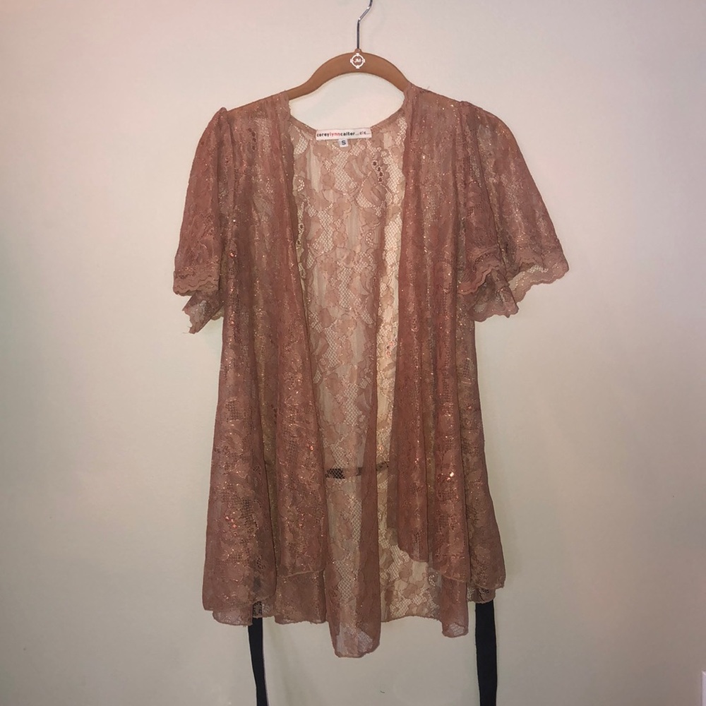 Sparkly tan wrap top